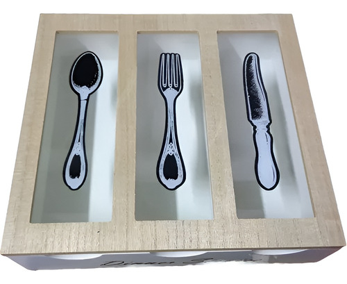 Caja Organizadora Madera Para Cuchillos Tenedores Y Cucharas