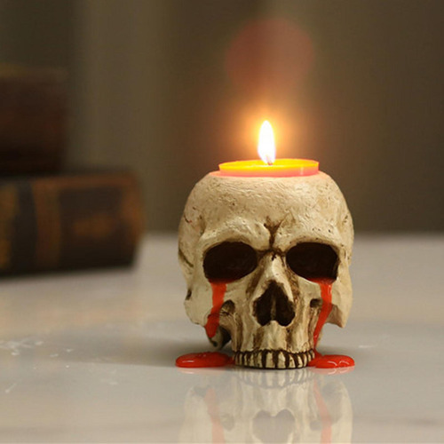 Portavelas Esqueleto Portavelas De Calavera Llorando Espeluz