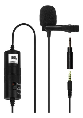      Microfone De Lapela Jbl Cslm20b Omnidirecional Com Clip