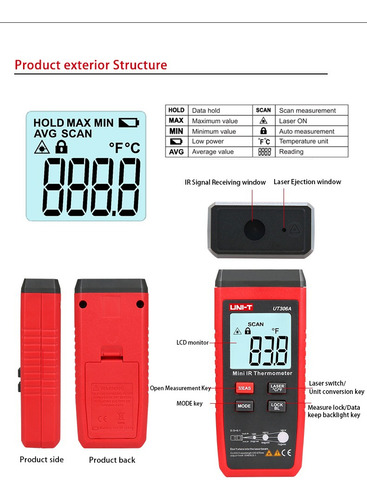 Pirómetro Infrarrojo Ut306a® Uni-t® Temperatura, Calor/frio