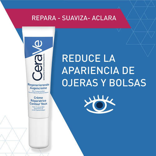 Imagen 10 de 12 de Crema Reparadora Para Contorno De Ojos CeraVe Día/Noche Para Todo Tipo De Piel De 14mL/14.2g