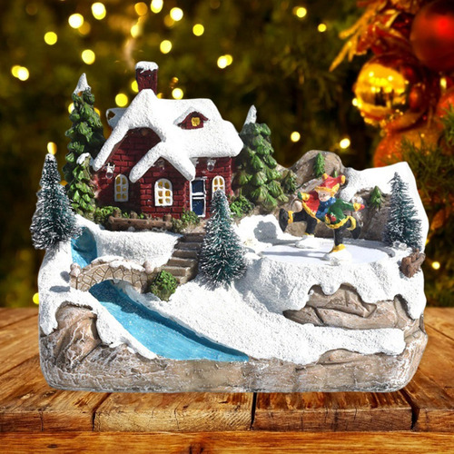Small Christmas Scene House Decoration Resin Winter Estilo A