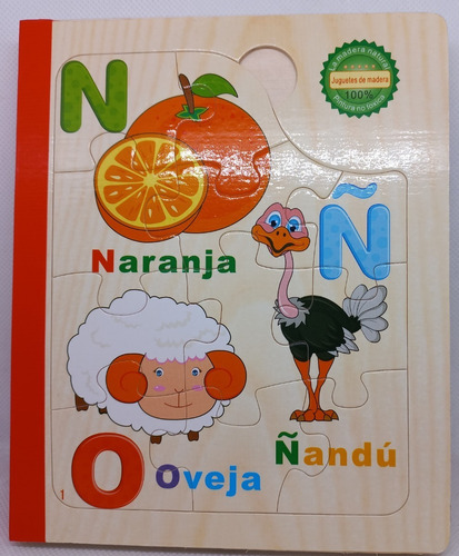 Librito En Madera Para Niños Aprendizaje De Las Palabras Abc
