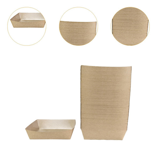 100x Kraft Papel Bandejas De Comida Recipiente De Bocadillos