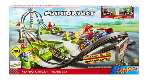 Hot Wheels, Pista Mario Kart Circuito Largo Color Azul