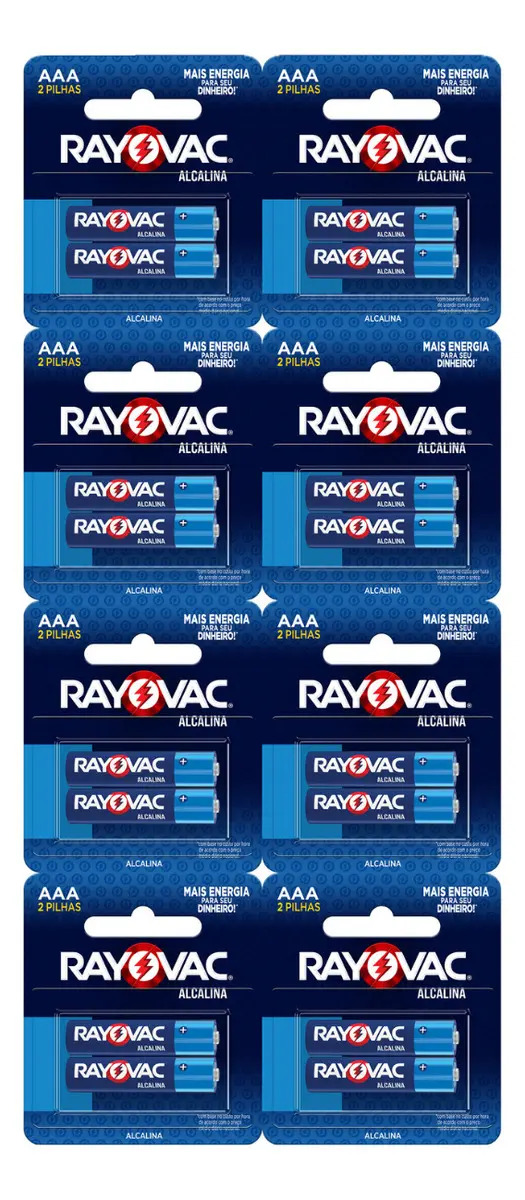 16 Pilhas Alcalinas Rayovac Palito Aaa (multiblister)