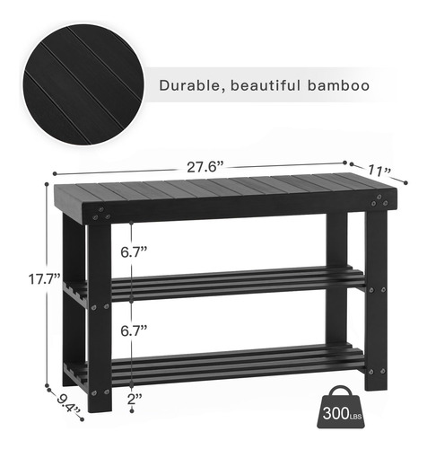 Banco Para Zapatos Apicizon De Bambú De 3 Niveles Con Almace