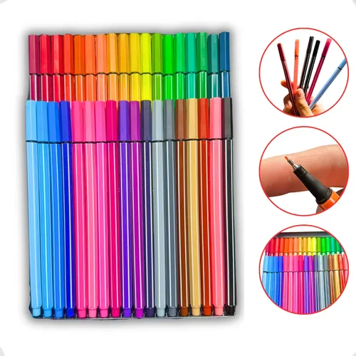 Caneta Ponta Fina Stabilo 36 Cores 0.4mm Papelaria Fofa Colorida