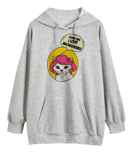 Buzo Gato Stupid I Look   Logo Frizado Algodon Unisex