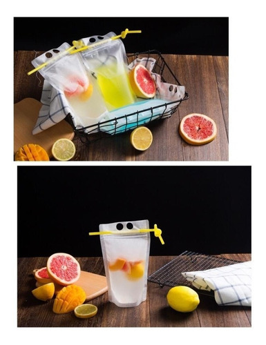 Imagen 10 de 10 de 100 Bolsa Stand Up Pouch Para Bebidas Con Cierre 500 Ml