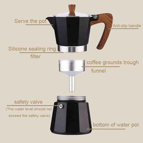 Cafetera Italiana, 3 Tazas De Café Fresco Sin Colar