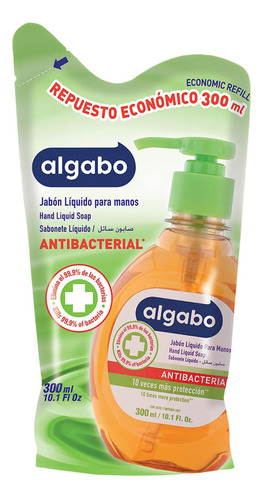 Pack Jabón Líquido Antibacterial Repuesto Algabo 300 Ml