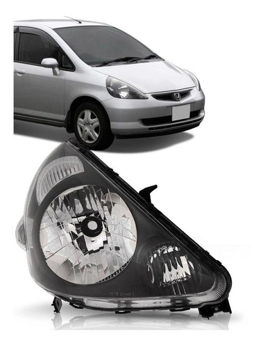 Farol Honda Fit 03 2004 2005 2006 2007 Máscara Negra Direito