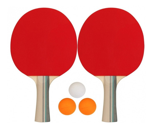 Set Juego Dos Paletas Raquetas Ping Pong+3 Pelotas Clase C