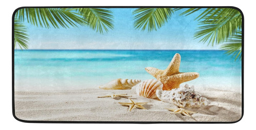 Tropical Starfish Seashell Cocina Piso Mat Summer Sky B...