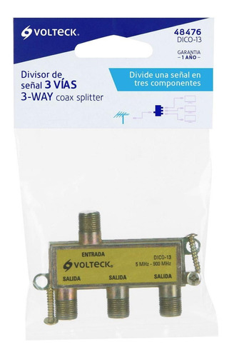 Divisor De 1 Entrada Y 3 Salidas Coaxial Volteck Dico-13