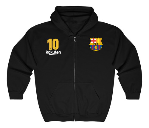 Campera De Salida Algodon Barcelona Messi Canguro C/capucha