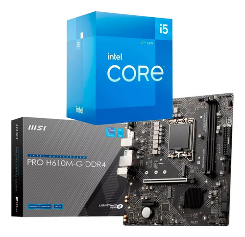 Kit Upgrade Intel 12ª Geração I5 12400f + Msi Pro H610m-g 