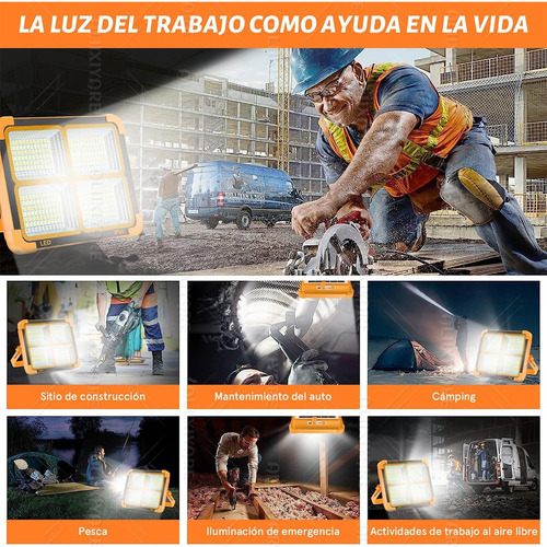 Foco Luz Led Exterior Lámpara Solar Recargable Portátil Ip66