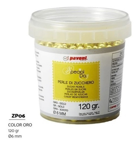 Zp06 Perlas De Azúcar  Oro  Ø6 Mm 120 Gr