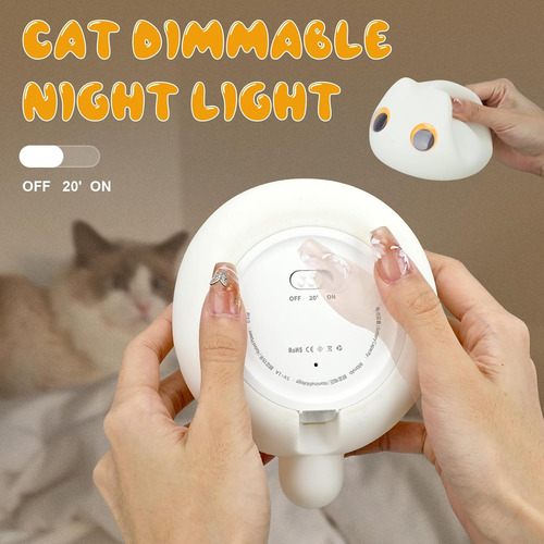 Lámpara De Gato Con Luz Nocturna Recargable Para Niños