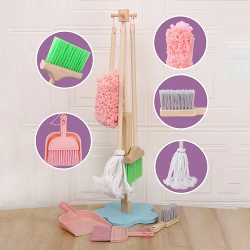 Set Aseo De Madera Limpieza Juguete Didáctico 6 Piezas