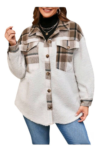 Sobrecamisa Chaqueta Corderito Mujer En Talle Plus