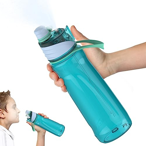 Mist Water Bottle,22oz Sports Water Bottle With 2-in-1 ...