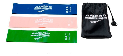 Kit Mini Band 3 Faixas Elásticas Ahead Sports Coloridas