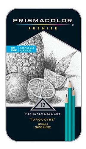 Lápices De Prismacolor Premier Turquesa Dibujo, Grafito Pote