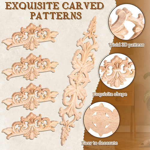 Apliques De Madera Decorativos 8 Unidades - 2 Tamaños