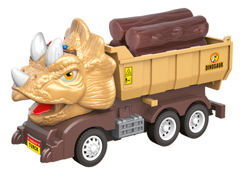 Carrinho Caminhão Dinotruck Brinquedo Com Fricção E Som Cor Triceratops Marrom