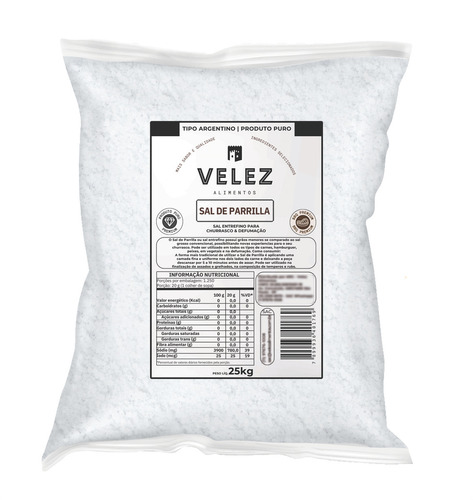 Sal De Parrilla VELEZ Saca 25kg P/ Churrasco Hamburguer Temperos
