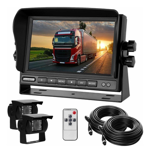 Dual Backup Camera With Monitor Kit System(12-24v) 7  Hd Mon