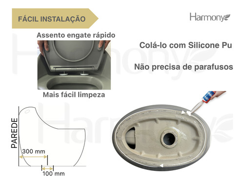 Vaso Sanitário Monobloco Caixa Acoplada Cinza Fosco Pérola