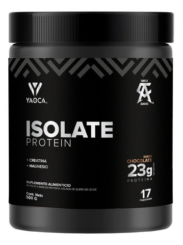 Proteína Isolate I Yaoca I 500 g I 17 Servicios I 23 g de Proteina Por Servicio I Sabor Chocolate I Con Creatina y Magnesio I Sin Azúcar