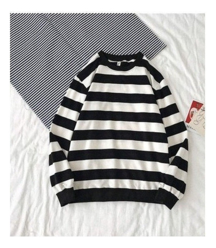 Sudadera De Rayas Para Hombre Con Cuello Redondo