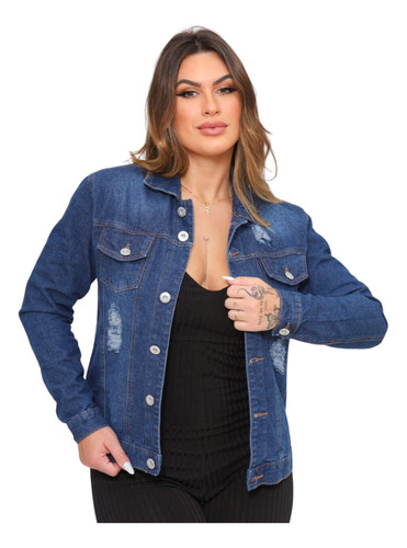 Jaqueta Feminina Jeans Clara/jeans Escura