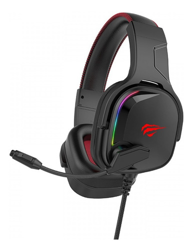 Fone de ouvido over-ear gamer Havit H2022U preto com luz  rgb LED