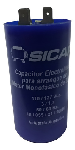 Capacitor Electrolítico Para Motor Arranque 100-120 Uf Sicap