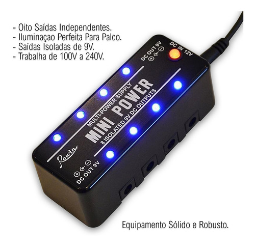 Imagem 4 de 9 de Fonte P/ Pedais De Guitarra Estação 8 Saídas 9v Profissional