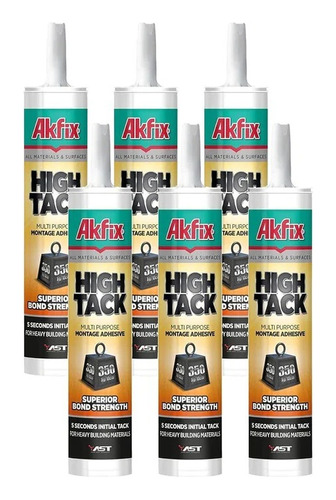 Kit 6 Fixa Tudo Akfix High Tack Adesivo Pu Multiuso 510g