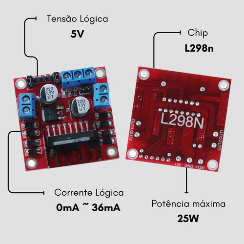 Driver Motor Ponte P/ Projeto Arduino Hdupla L298n Automação