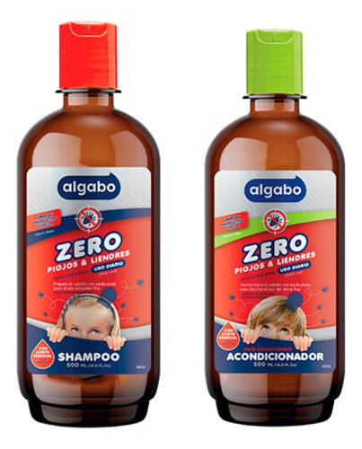 Shampoo + Acondicionador Zero Piojos Uso Diario Algabo Kids