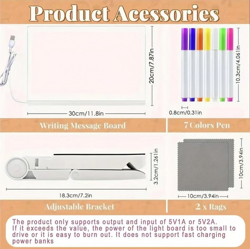 Con Álbum, Pizarra Luminosa Usb Borrable Con 7 Rotuladores
