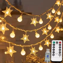 Comprar Led Exterior Guirnaldas De Luces, 10 M 100 Led, 8 Modos, Wit Luces Blanco Cálido