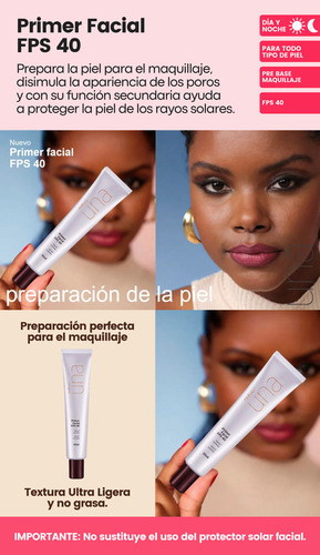 Primer Facial Fps 40 Pre Maquillaje Una Natura Incoloro