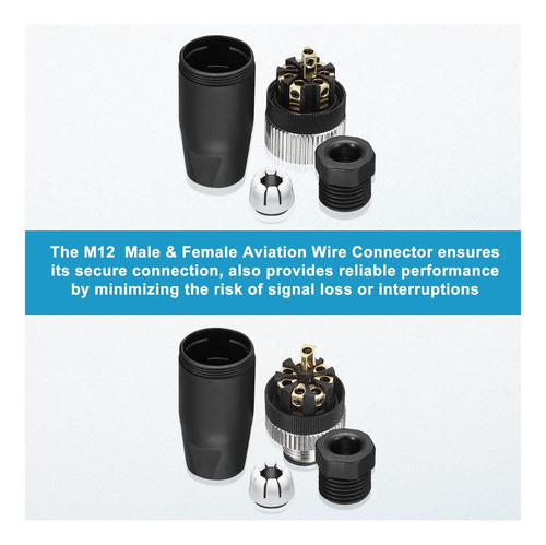 Meccanixity 8 Pin M12 Conector De Alambre De Aviación Y 4 De