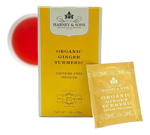 Harney & Sons Bolsas De Te Organico Jengibre Curcuma, 20 Uni