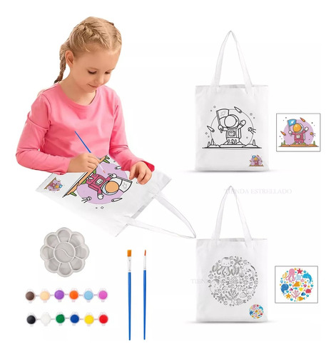 Bolsa Colorear Tela Reutilizable Ecologica Arte Manualidade